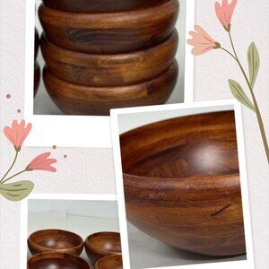 Thick wooden soup/salad bowls lot set